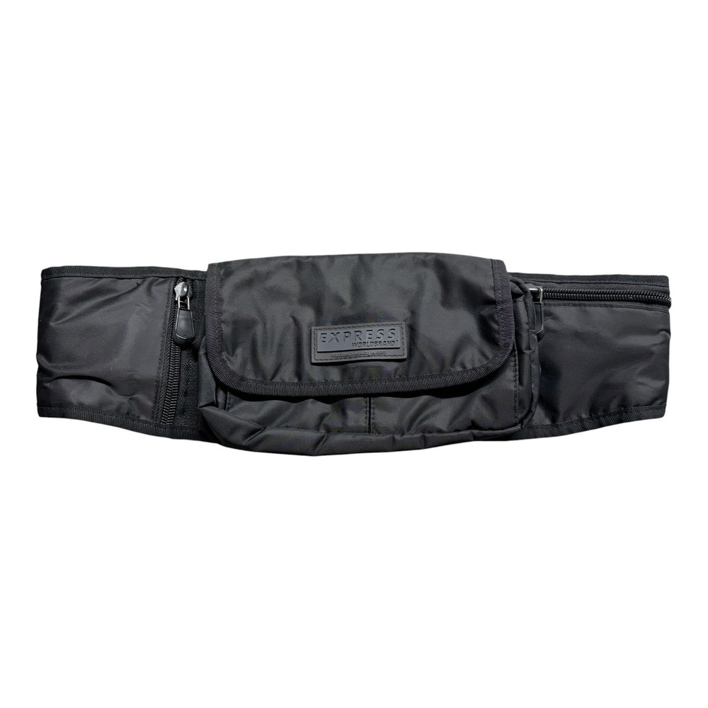 Express Worldbrand Black Nylon Waist Bag Fanny Pack Techwear Adjustable Strap
